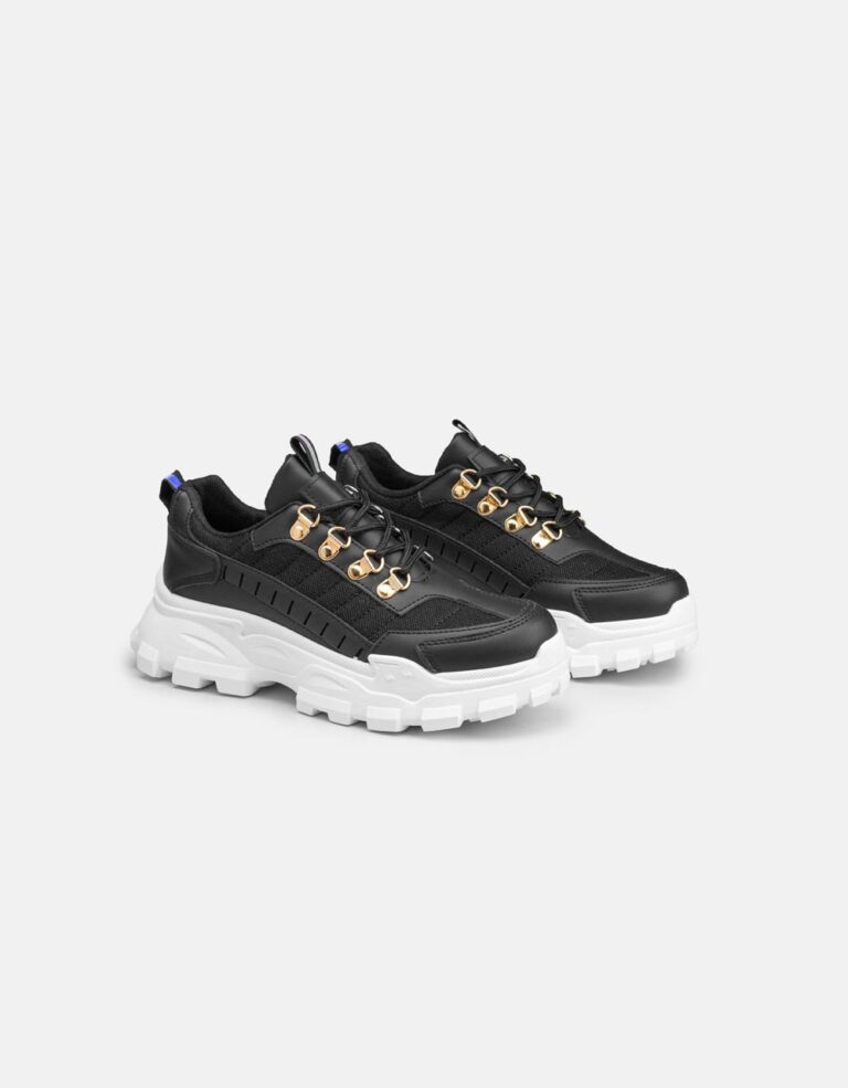 Γυναικεία Sneakers Με  Ψηλή Σόλα- ΜΑΥΡΟ - Image 2