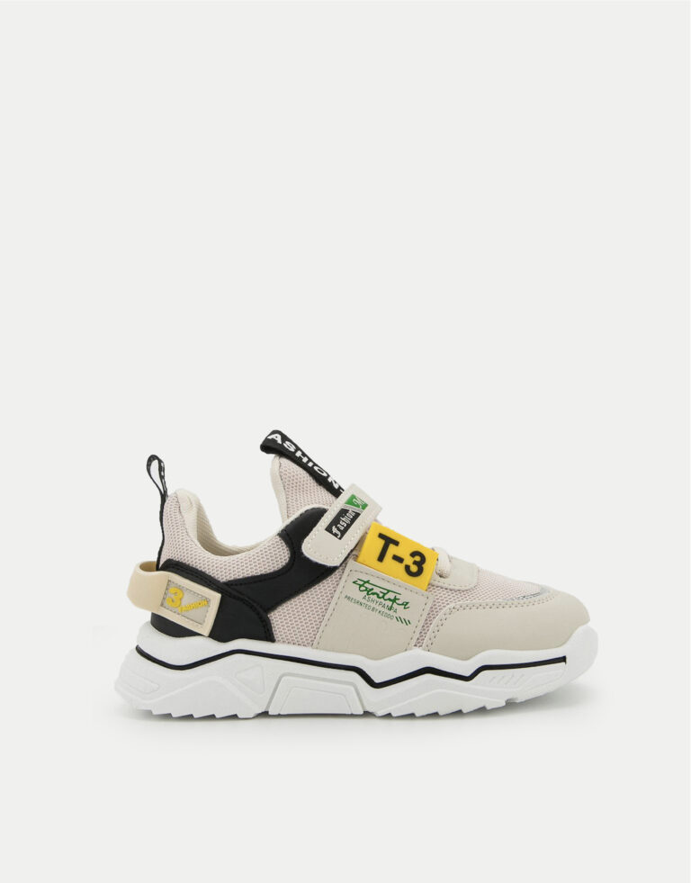 Παιδικά Αθλητικά Sneakers T-3 με Αυτοκόλλητο -ΜΠΕΖ