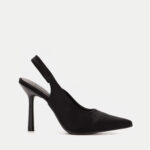 Γόβες Μυτερές Open Heel - ΜΑΥΡΟ