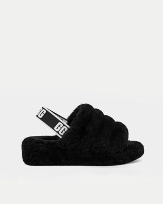 Παντόφλες Γούνινες με Λάστιχο Fluff Yeah Slide-  ΜΑΥΡΟ