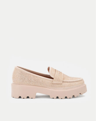 Loafers με Strass και Τρακτερωτή Σόλα- ΜΠΕΖ