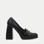 Γυναικεία Loafers με Αγκράφα και Τακούνι- ΜΑΥΡΟ