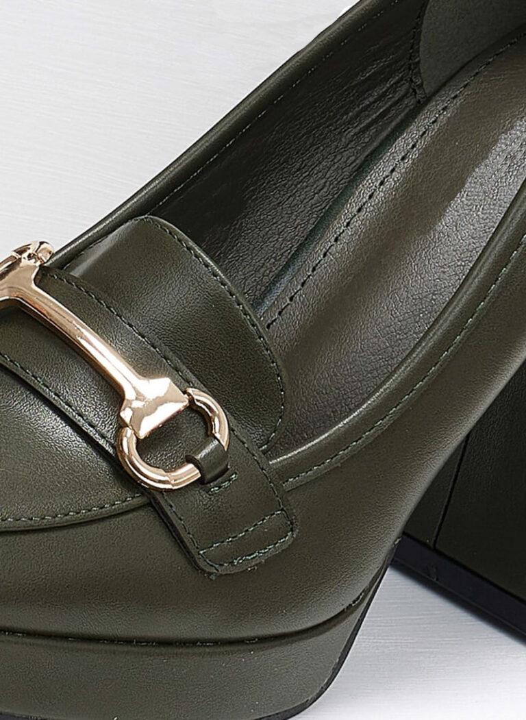 Γυναικεία Loafers με Αγκράφα και Τακούνι- ΛΑΔΙ - Image 3