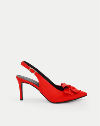 Γόβες με Διακοσμητικό Φιόγκο και Μπαρέτα- ΚΟΚΚΙΝΟ