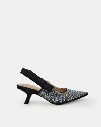 Γόβες Μυτερές με Glitter & Πέτρες- ΜΑΥΡΟ