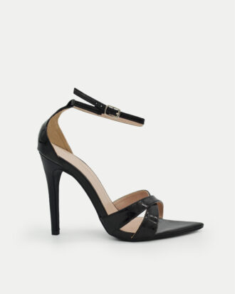 Πέδιλα Λουστρίνι Χιαστί με Μυτερή Μύτη- ΜΑΥΡΟ