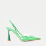 Γόβες Open Heel με Ιδιαίτερο Τακούνι & Διαφάνεια- ΠΡΑΣΙΝΟ