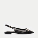 Μπαλαρίνες Open Heel με Διακοσμητική Αγκράφα- ΜΑΥΡΟ