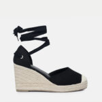 Πλατφόρμες Εσπαντρίγιες Lace Up με Λουράκια- ΜΑΥΡΟ