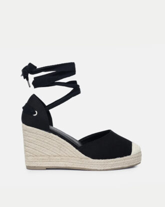 Πλατφόρμες Εσπαντρίγιες Lace Up με Λουράκια- ΜΑΥΡΟ