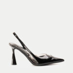 Γόβες Open Heel με Ιδιαίτερο Τακούνι & Διαφάνεια- ΜΑΥΡΟ