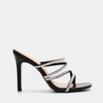 Mules με Λουράκια απο Διακοσμητικές Πέτρες- ΜΑΥΡΟ