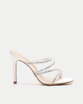 Mules με Λουράκια απο Διακοσμητικές Πέτρες- ΛΕΥΚΟ