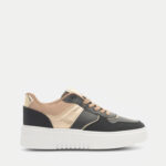 Sneakers Δίσολα σε Συνδυασμό Υλικών - ΜΑΥΡΟ