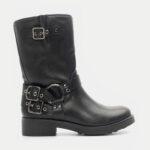Γυναικεία Μποτάκια Biker - ΜΑΥΡΟ