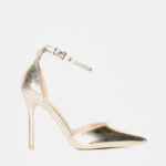 Γόβες Μυτερές με Μπαρέτα & Strass- ΧΡΥΣΟ