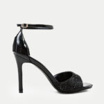 Πέδιλα με Μπαρέτα & Strass - ΜΑΥΡΟ