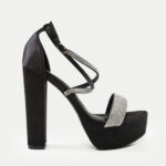 Πέδιλα με Φιάπα & Λουράκια απο Strass- ΜΑΥΡΟ