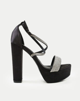 Πέδιλα με Φιάπα & Λουράκια απο Strass- ΜΑΥΡΟ