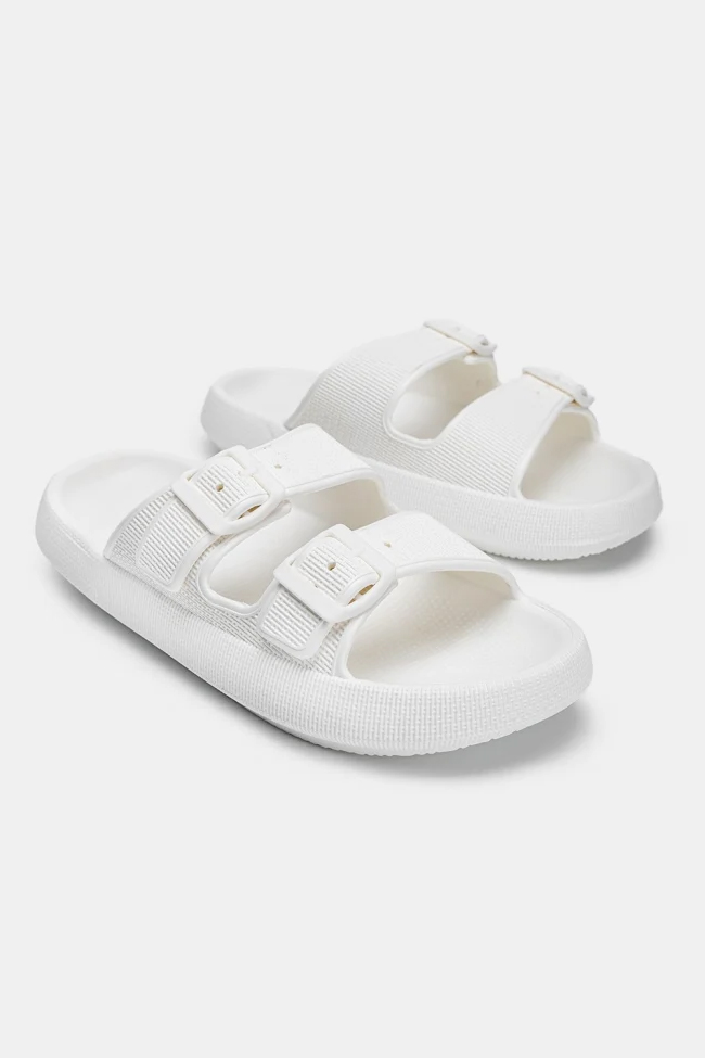 Παντόφλες με Δύο Τόκες- ΛΕΥΚΟ - Image 2