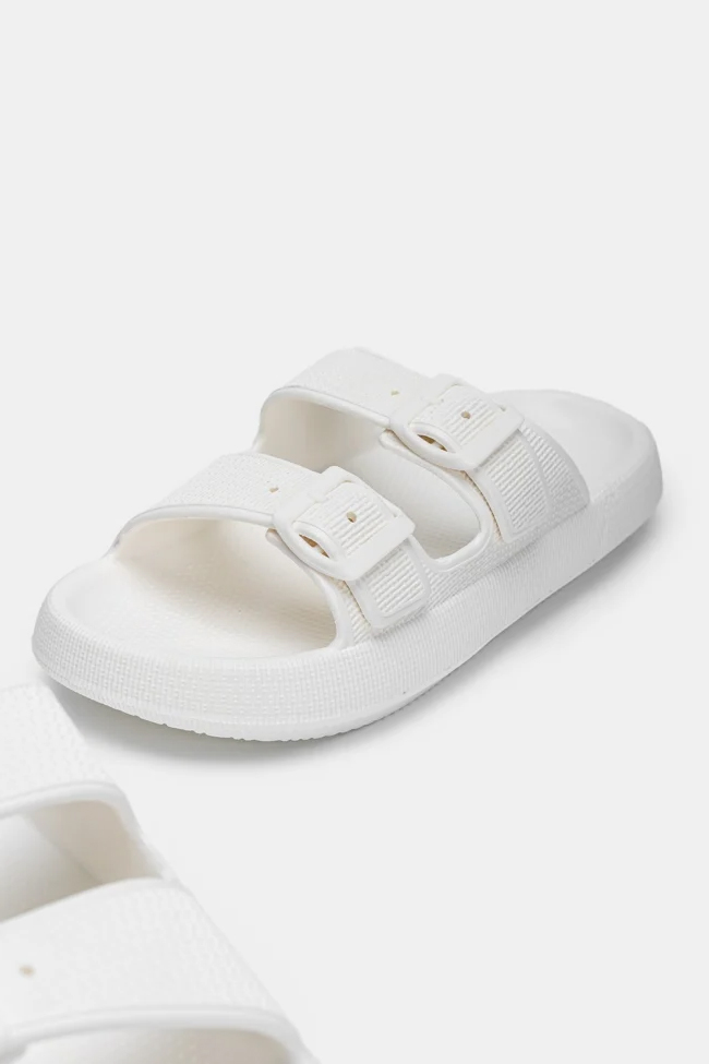 Παντόφλες με Δύο Τόκες- ΛΕΥΚΟ - Image 3