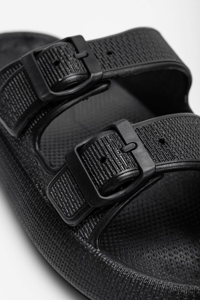 Παντόφλες με Δύο Τόκες- ΜΑΥΡΟ - Image 3