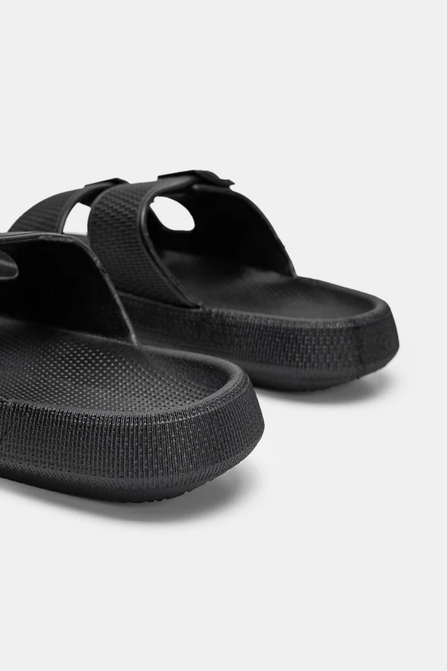 Παντόφλες με Δύο Τόκες- ΜΑΥΡΟ - Image 4