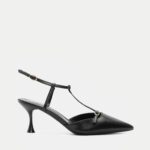 Γόβες Μυτερές Open Heel με Λουράκια- ΜΑΥΡΟ