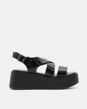 Πλατφόρμες με Χιαστί Λουράκια- ΜΑΥΡΟ