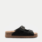 Σανδάλια Flatform με Διπλές Τόκες- ΜΑΥΡΟ