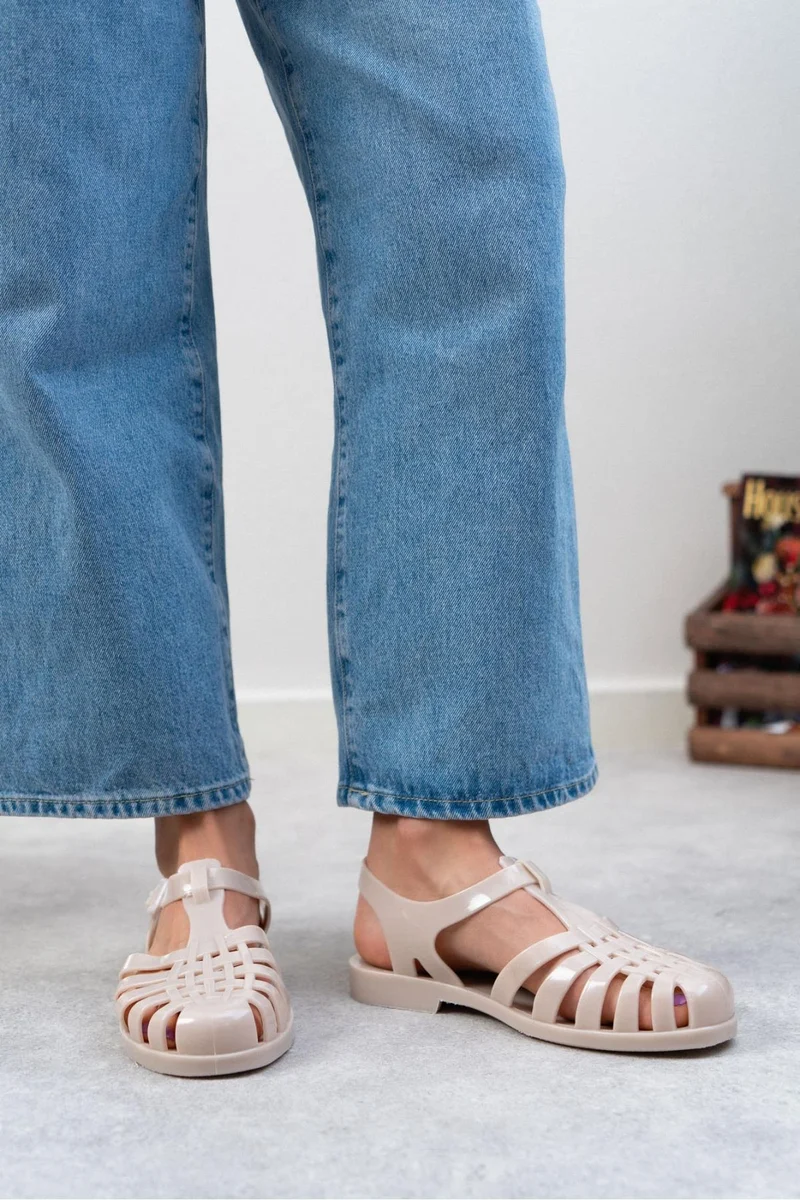 Γυναικεία Σανδάλια Summer Hollow Out με Αγκράφα- ΜΠΕΖ - Image 5