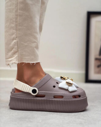 Παντόφλες Σαμπό με Διακοσμητικό Φιόγκο- ΚΑΦΕ