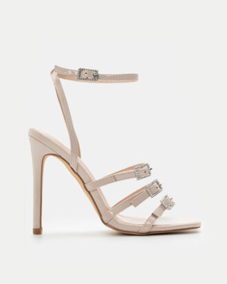 Πέδιλα Στιλέτο με Μπαρέτα & Strass- ΜΠΕΖ