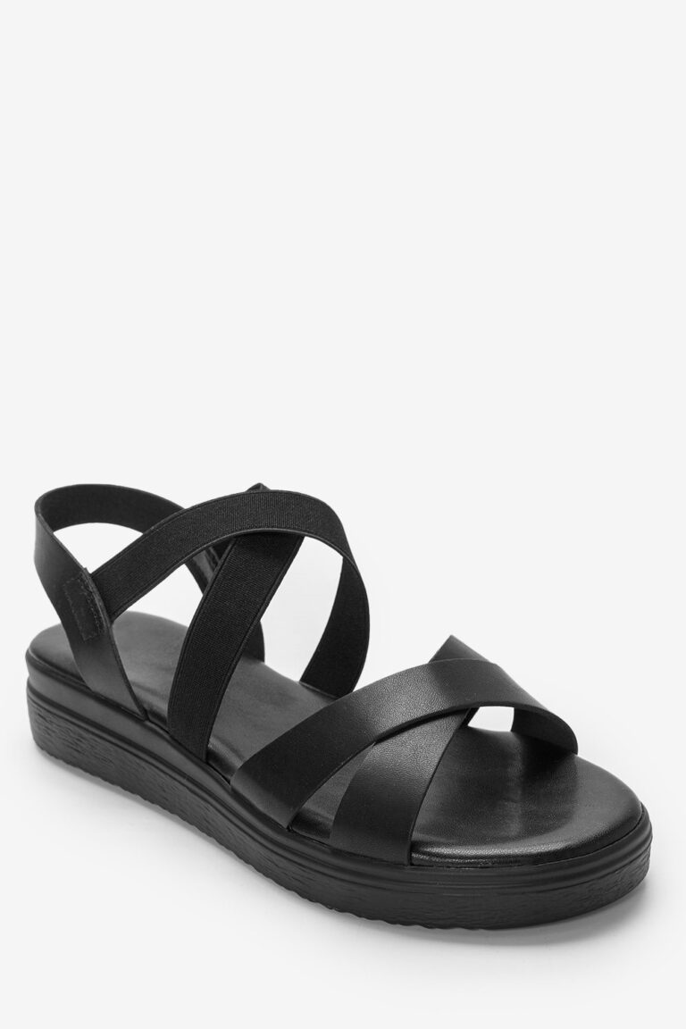 Flatform Σανδάλια με Λάστιχο- ΜΑΥΡΟ - Image 2