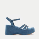 Πλατφόρμες με Πολλαπλά Λουράκια & Διακοσμητικές Τόκες απο Strass- DENIM