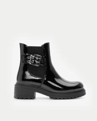 Μποτάκια με Λάστιχο & Διακοσμητικό Ζωνάκι- ΜΑΥΡΟ