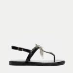 Flat Σανδάλια με Διακοσμητικές Πέτρες & Strass- ΜΑΥΡΟ