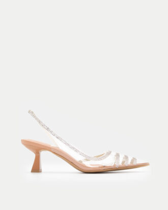 Γόβες Μυτερές με Διαφάνεια & Διακοσμητικά Strass - ΜΠΕΖ