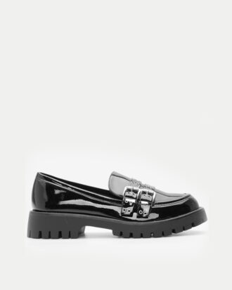 Μοκασίνια με Διπλά Λουράκια- ΜΑΥΡΟ