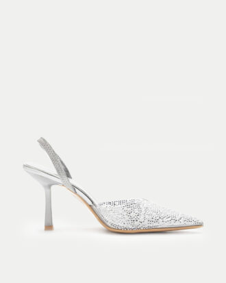 Γόβες Μυτερές με Διαφάνεια απο Strass & Λάστιχο- ΑΣΗΜΙ